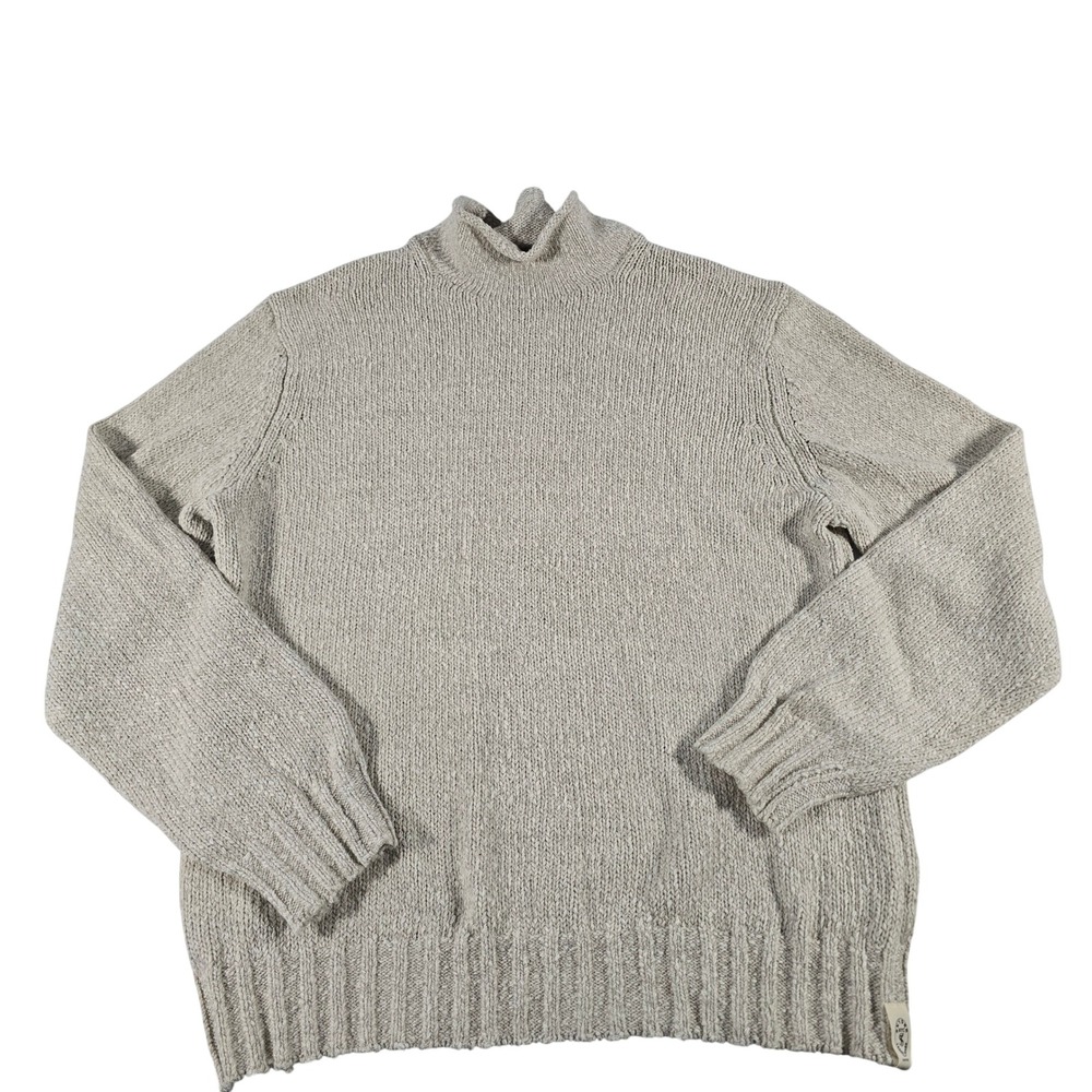 Todd Snyder Italian Yarn Cotton Linen Turtleneck Sweater Beige Mens Large